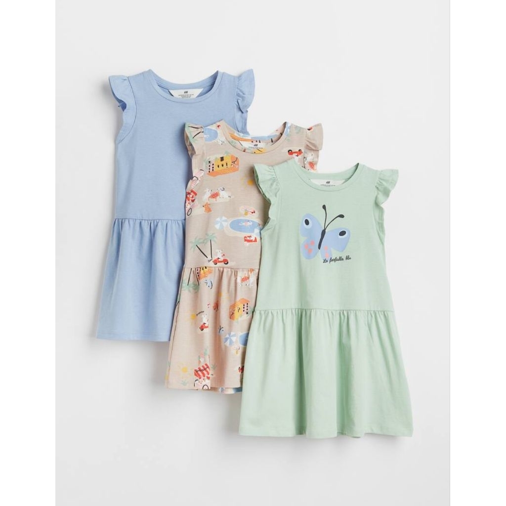 HnM Dress สีเขียวอ่อน 6-8y