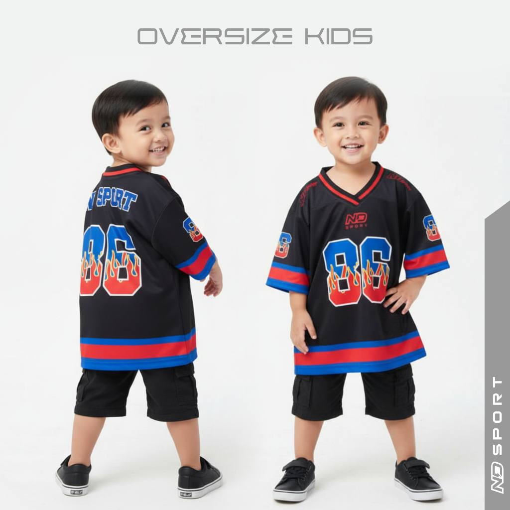 Kids Oversize Jersey / Number Series / Retro / Vintage / Streetwear / 1-10 ปี DESIGN CODE 86