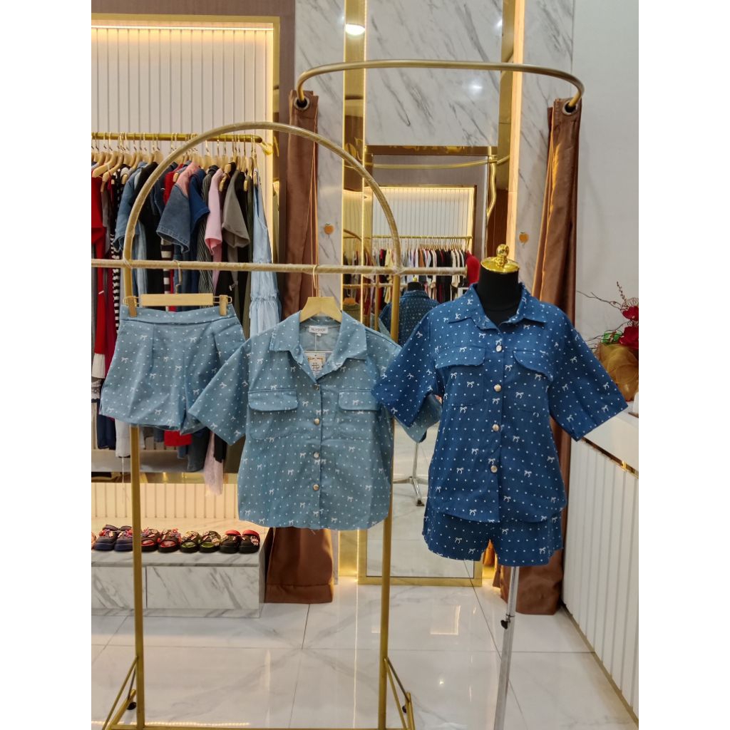 NUY SHOP ชุดริบบิ้นลายจุด Import BKK