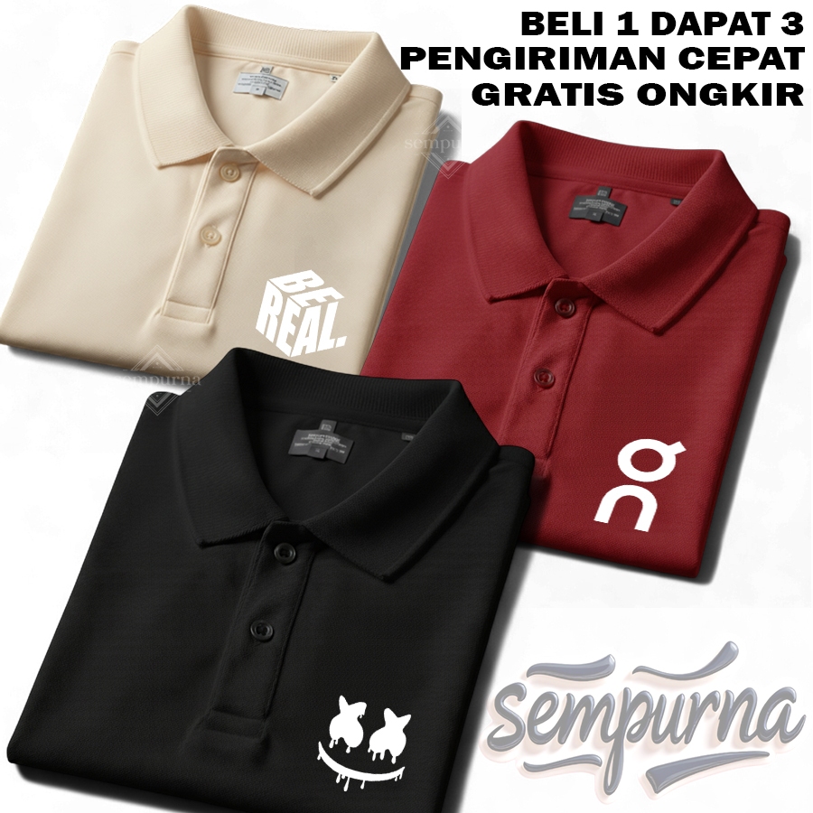 ซื้อ 1 แถม 3 BEEREAL เสื้อโปโลคอปกเย็น Unisex |SMILE SMILE SMILE SMILE SMILE |คุณ สีขาวแขนสั้นแมวนุ่