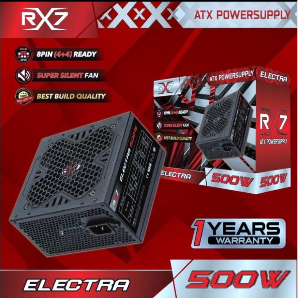 แหล่งจ่ายไฟ Psu 500W RX7 Super SILENT รับประกัน 1 เดือน