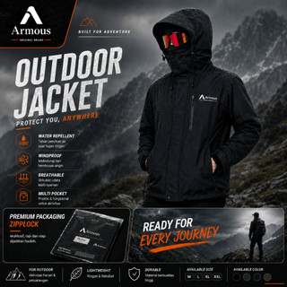 Armous Jaket Gorpcore Waterproof Windbreaker Full Face Pria Outdoor Gunung Premium
