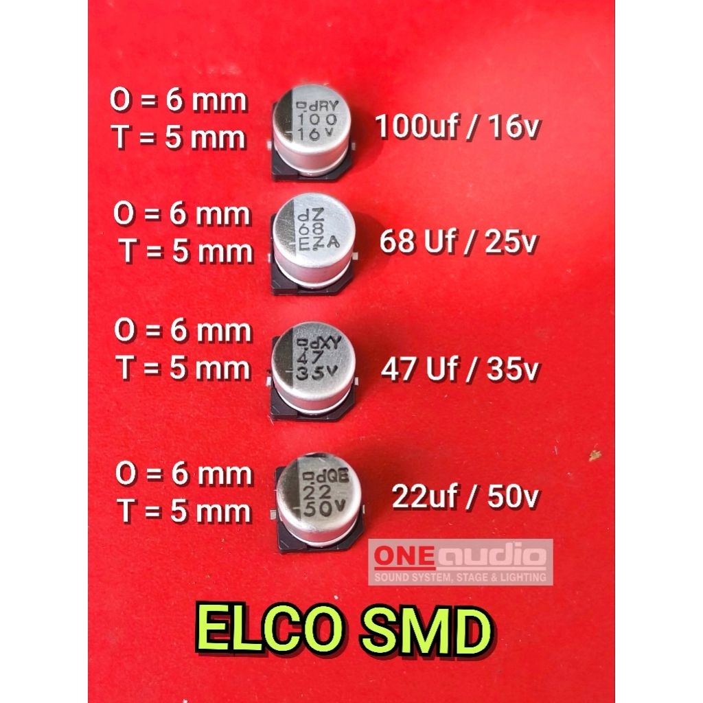 Elco SMD 100uf 68uf 47uf 22uf 16v 25v 35v 50v