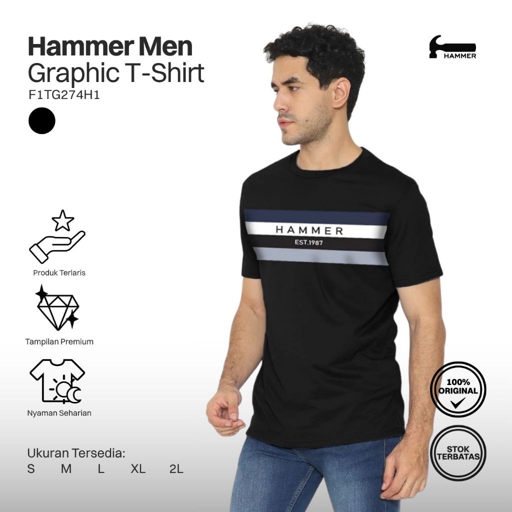 Hammer Men Graphic T-Shirt I Mens Regular Short Sleeve Black Graphic T-Shirt F1TG274H1