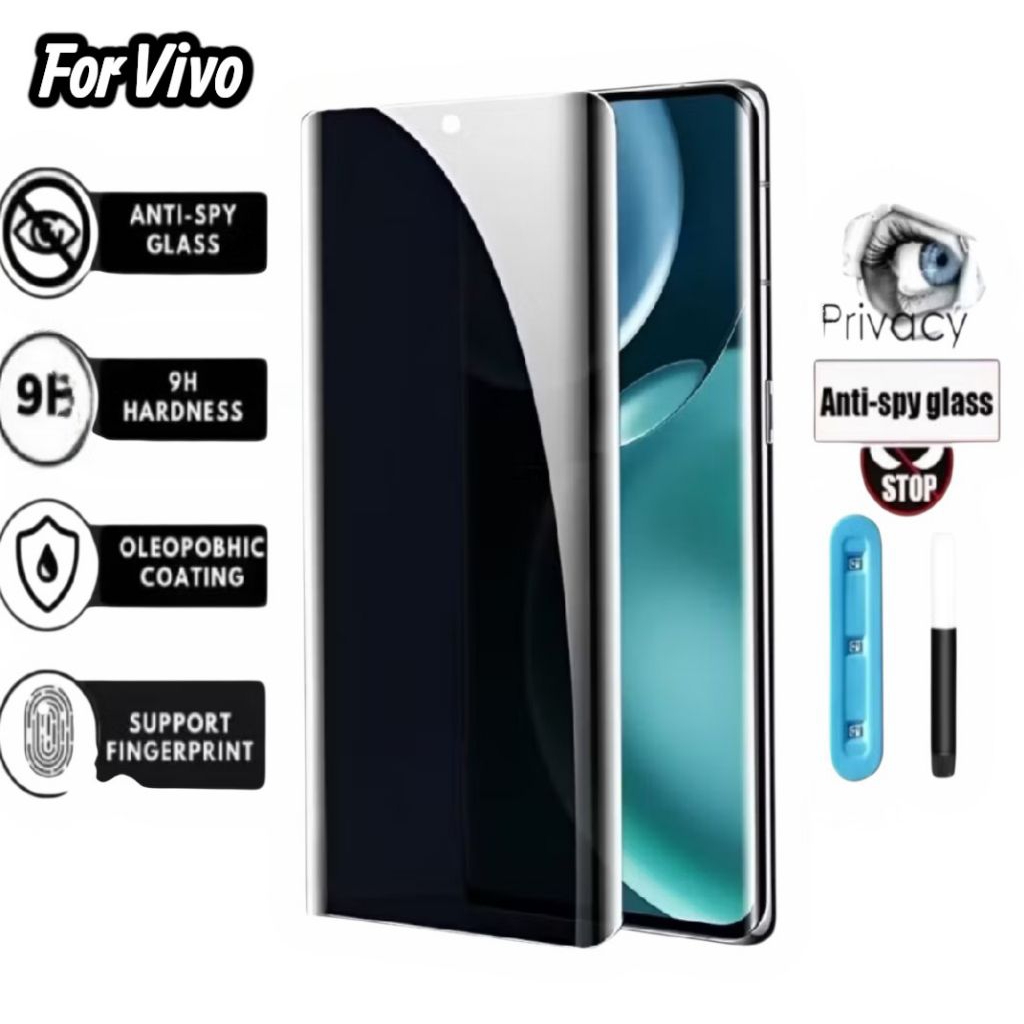 UV Glass Anti Spy สําหรับ Vivo V25 Pro กระจกนิรภัยโค้ง Anti Spy