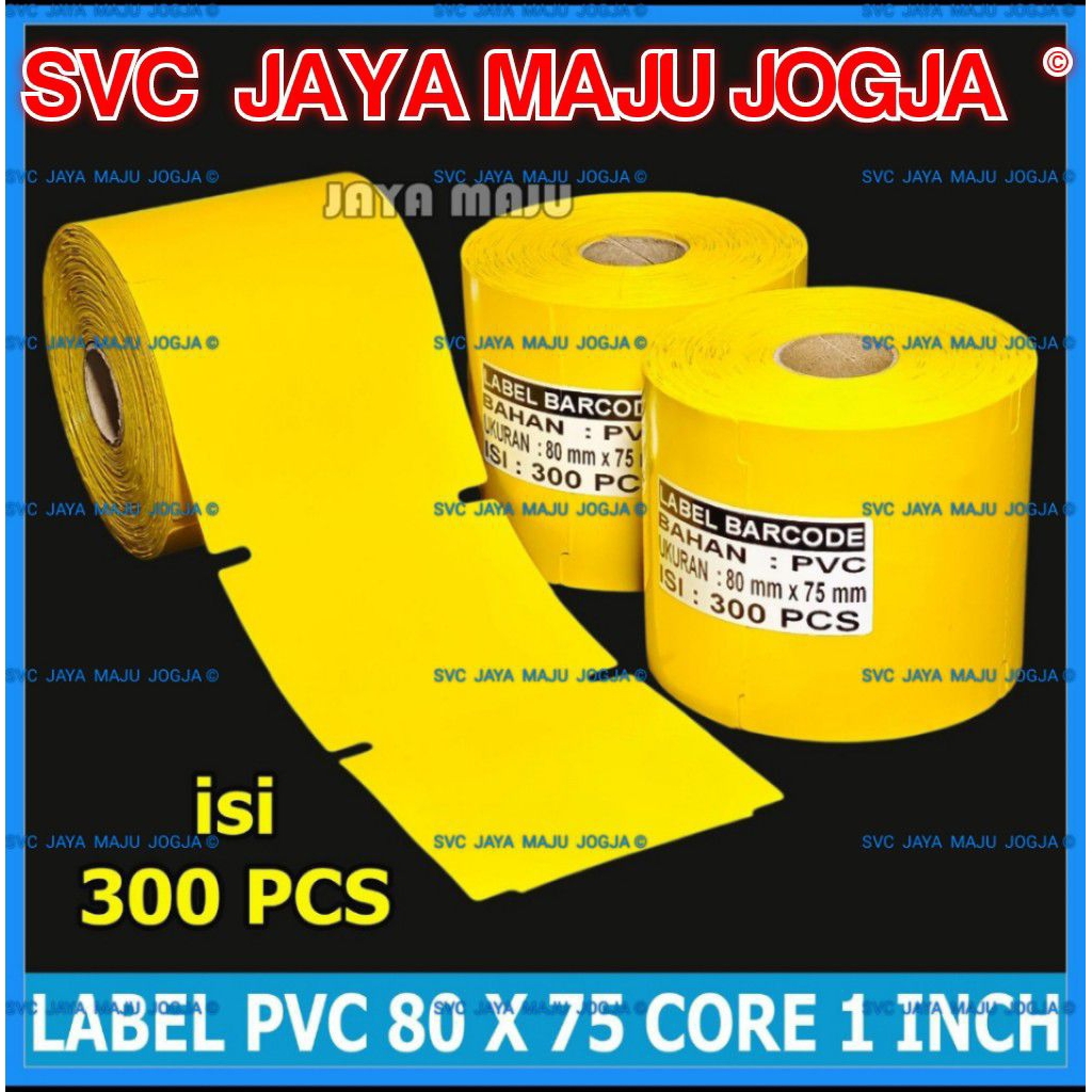 [ ZEBRA ZD SERIES ] 80 X 75 PVC - 1 LINE - CONTENTTS 300 PCS - สีเหลือง || แกนกลาง 1" || สีเหลือง PV