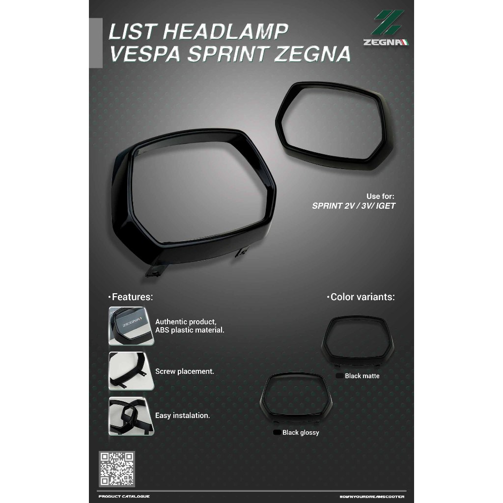 LIST HEADLAMP VESPA SPRINT ZEGNA