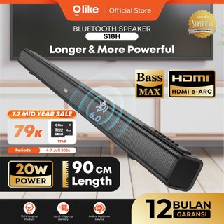 [BEST SELLING] Olike 20W Speaker Soundbar S18H Full Bass Connectivity HDMI e-ARC AUS Coaxial Memory Card Subwoofer Bluetooth 6.0 Lossless Transmission