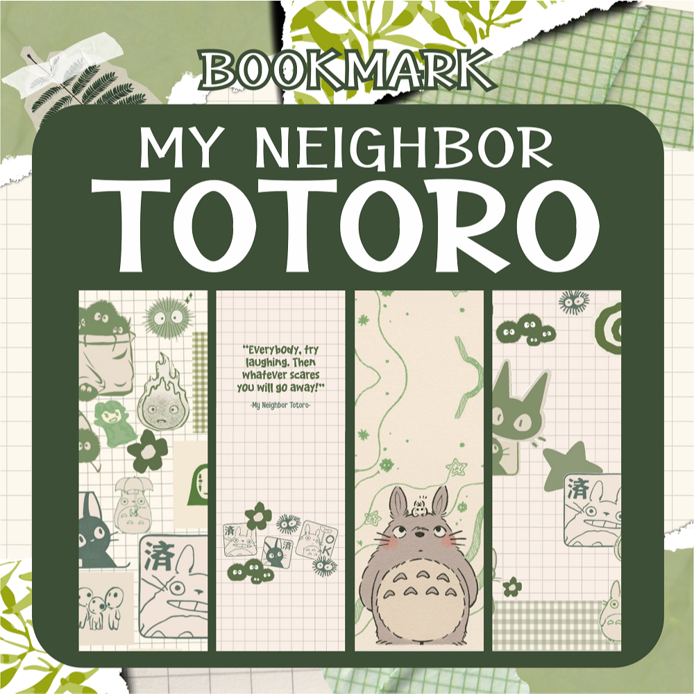 HIJAU Atelier.Art | My Neighbor Totoro Motif Bookmark ครีมสีเขียว ตัวละครการ์ตูนน่ารัก, ที่คั่นหนังส
