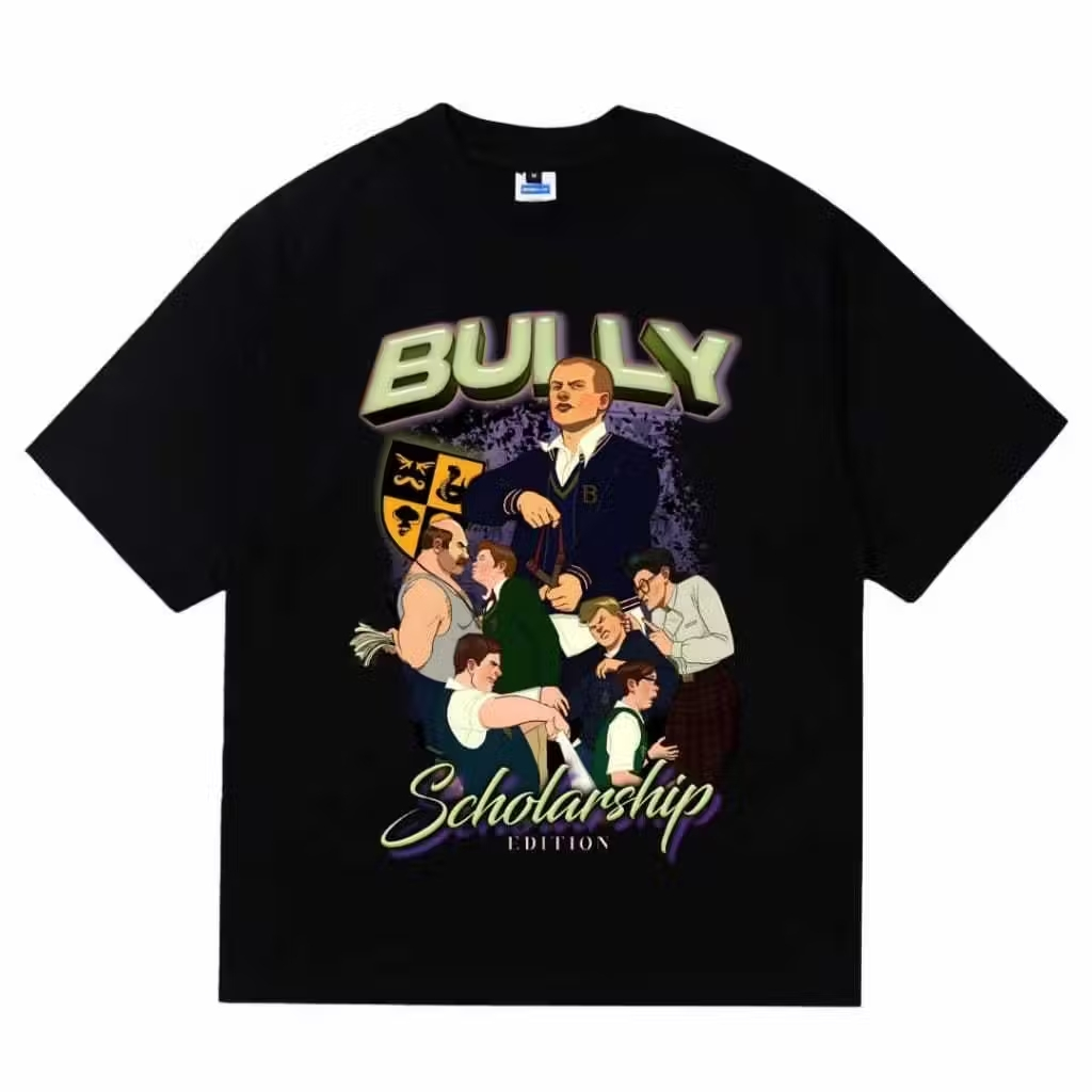 Elpizo เครื่องแต่งกาย Vintage เสื้อยืด BULLY SCHOLARSHIP เสื้อยืดแขนสั้นสําหรับผู้ชายและผู้หญิงผ้าฝ้
