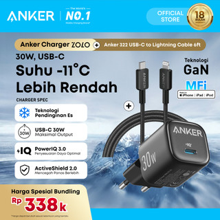 Anker Zolo Adaptor Kepala Charger MFI iPhone 11 12 13 14 PD Type C to Lightning Fast Charging 20W 30W - B2699 / B2698 / A2699 / A2698 / A2348 / A2149 / A2331 / A2039 / A121E