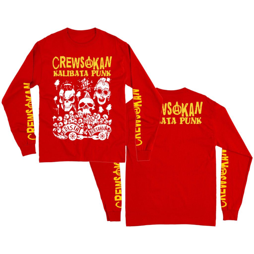 MERAH Crewskan Long Sleeve Punk Band T-Shirt - Kalibata Punk red