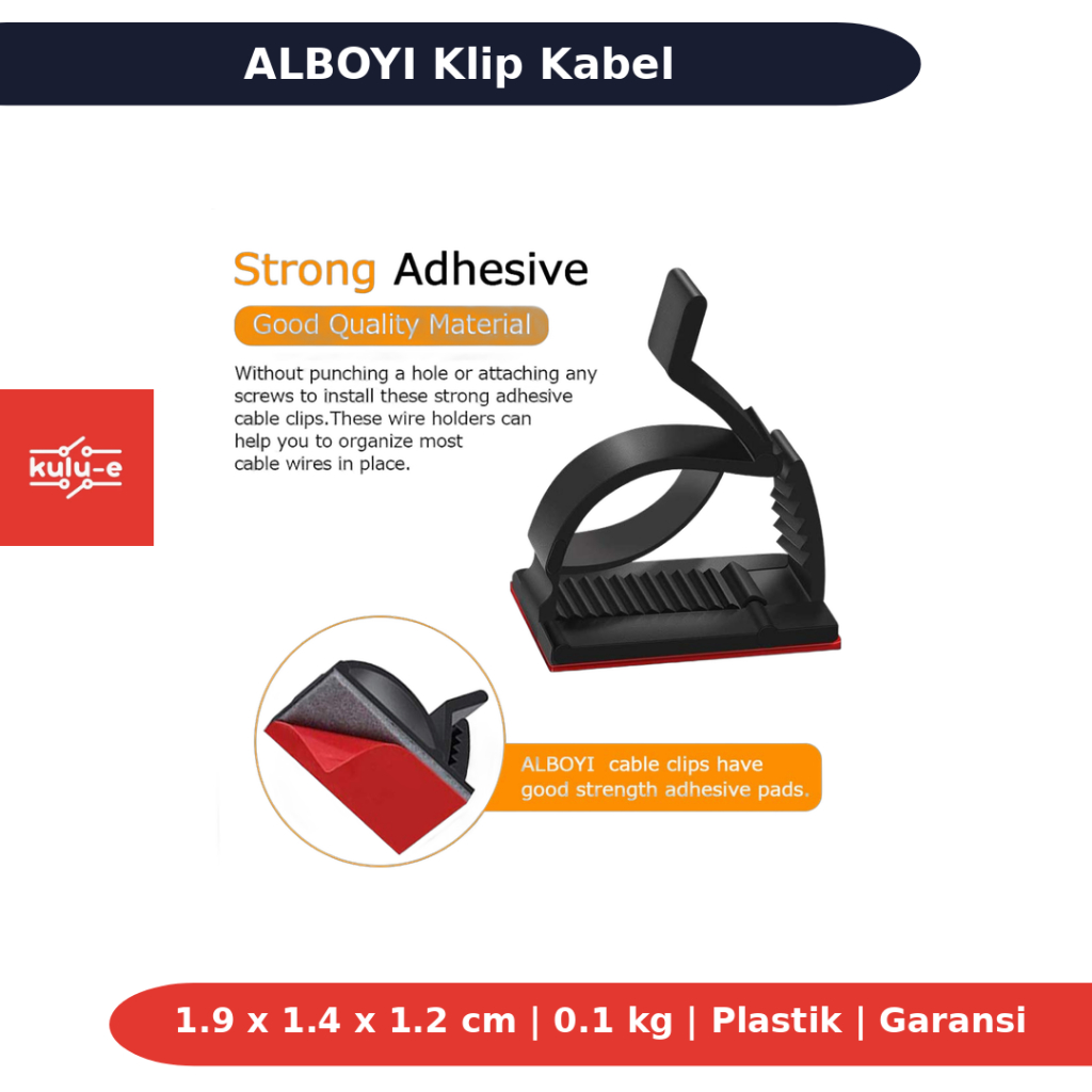 ALBOYI ที่ยึดคลิปหนีบสายไฟแบบปรับได้อเนกประสงค์ 50 ชิ้น DS506 สีดํา