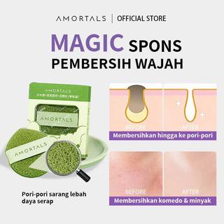 AMORTALS sponge spons cuci muka Sponge Pembersih Wajah Busa Banyak,Penghapus Riasan Cleansing Spons Pembersihan caly mask  Tekstur yang lembut