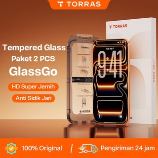 TORRAS Tempered Glass iPhone 17/16/15/14/13 Pro Max Anti Gores Spy Ultra Clear HD Full Tanpa List Hitam