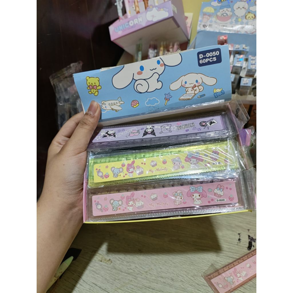 Sanrio Aesthetic Wave Ruler 15 cm / Cute My Melody & Kuromi Character Ruler | เครื่องเขียนโรงเรียน