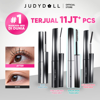 (BEST SELLER) Judydoll Iron Mascara Viral - Maskara Besi Waterproof Smudgeproof Sweatproof Hasil Natural Bulu Mata Lentik Bervolume Anti Clumpy Tahan Lama 12 Jam Douyin Eye Makeup
