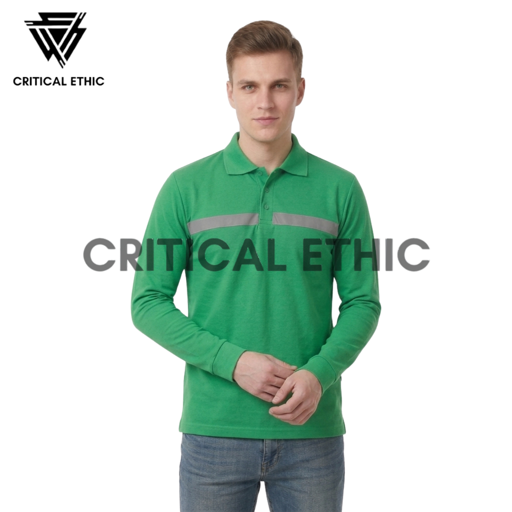 HIJAU LONG GREEN SAFETY POLO SHIRT P3 LONG SAFETY COLLAR SHIRT K3 PREMIUM