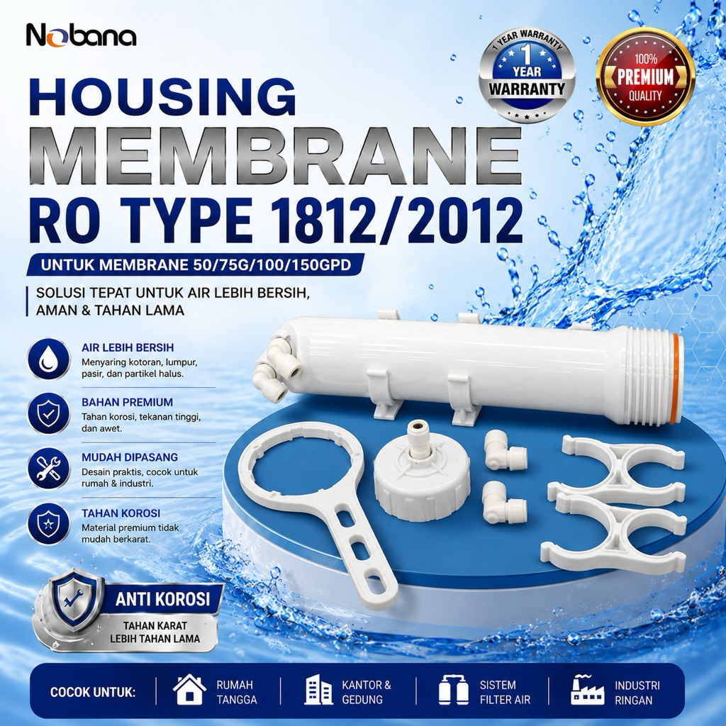 [NOBANA] 50/75G/100/150 GPD RO Membrane Housing - ขนาด 1812/2012 ครบชุดพร้อมการเชื่อมต่อแบบเชื่อมต่อ