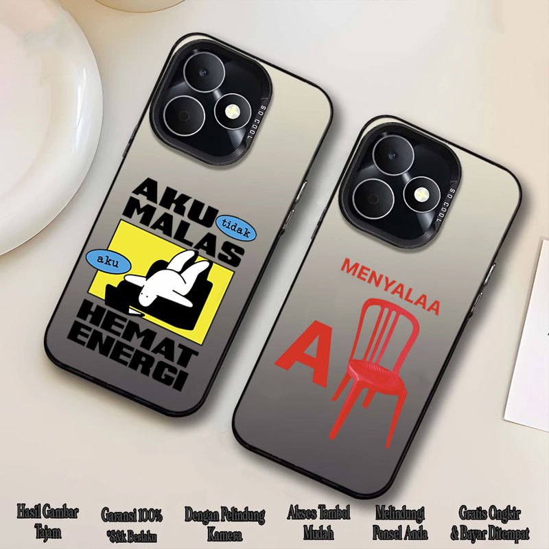 Softcase IMD Black Motif Quutes Minimalist Premium ป้องกัน HP สําหรับ Realme 3 5 Pro C11 C12 C25 C15