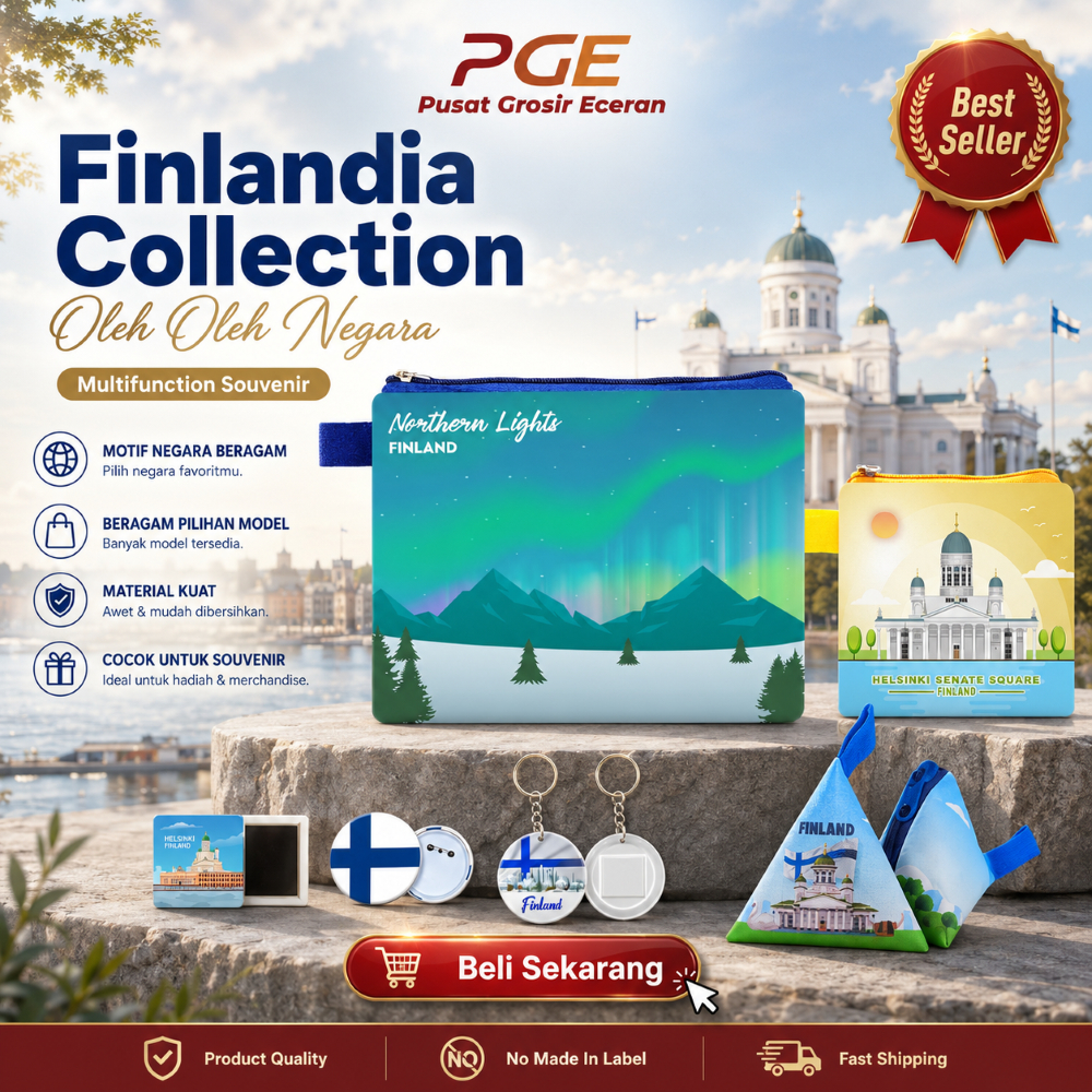 GANTUNGAN PGE Finlandia กระเป๋าสตางค์ของที่ระลึกกระเป๋าแผ่นรองเมาส์ Pin แม่เหล็กพวงกุญแจ Landmark โดย Country ฟินแลนด์