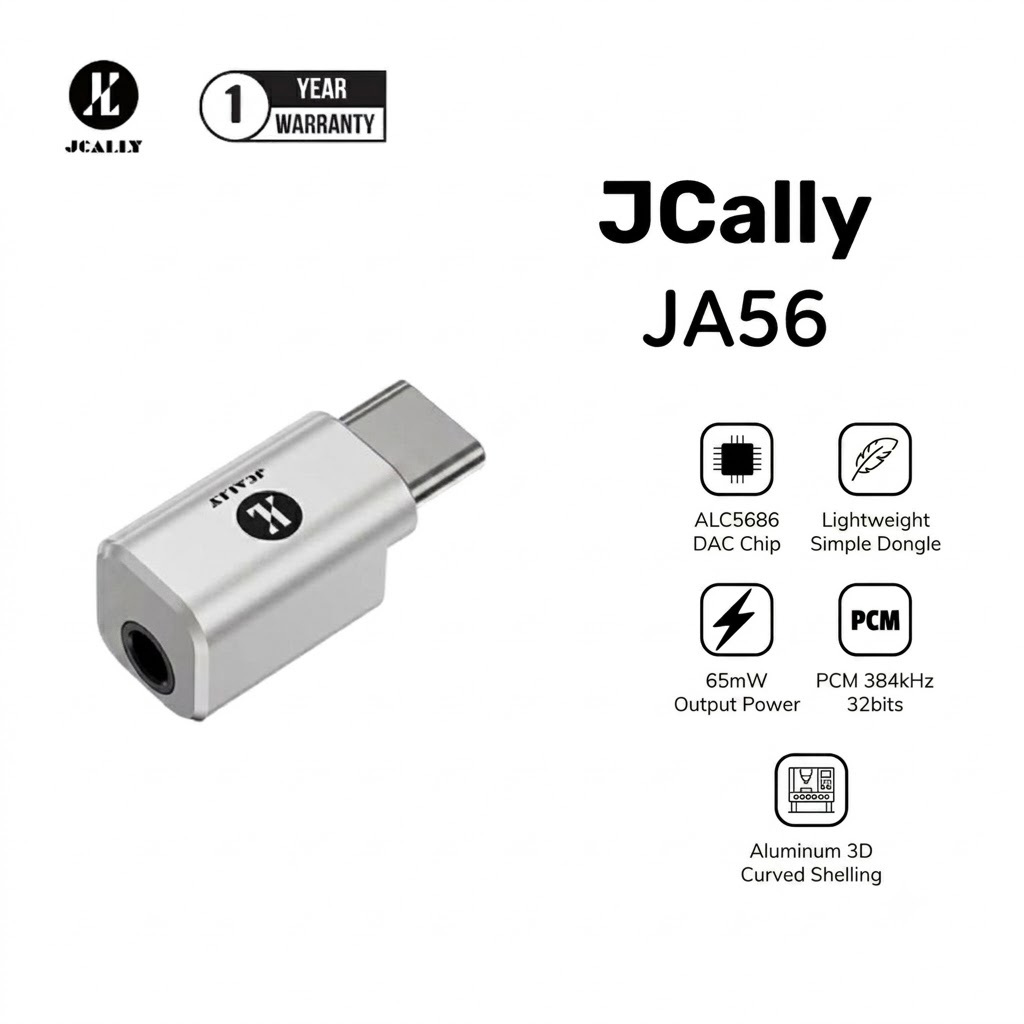 JCALLY JA56 ALC5686 อะแดปเตอร์ดองเกิลแบบพกพา USB DAC / AMP