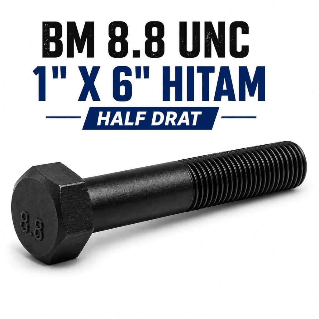 BM 8.8 UNC 1" X 6" BLACK T8 HALF THREAD