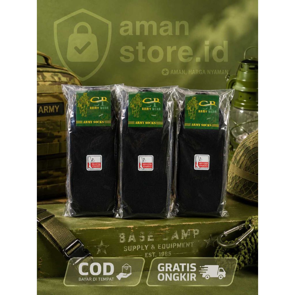 [Aman STORE.ID] ถุงเท้า TNI AD Polri PDL | ถุงเท้า CB Army PDL สีดําธรรมดา CB 12-13-999 วัสดุหนา