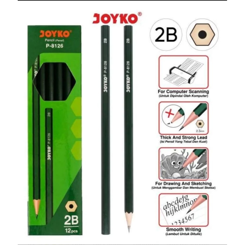 (Unit) Joyko 2B P-8126 ดินสอและ Joyko 2B P-125 Pencil ORIGINAL