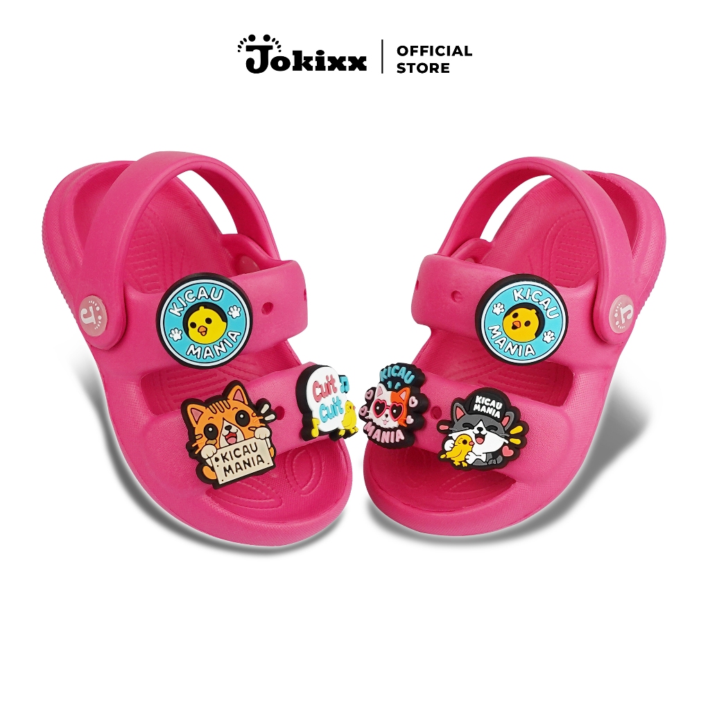 Jokox Eva Sandals for Girls with 2 Kicau Mania Character - Soft & Light / Size 18-29 (6362M-4/6362K-