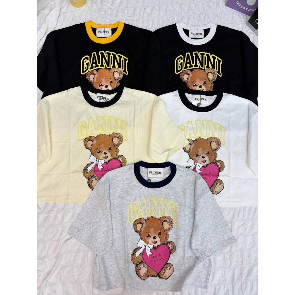 FL-254 GANNI BEAR BKK FLOWER เสื้อยืด