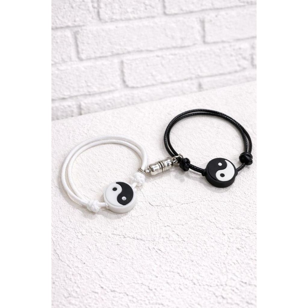 (1S 12 PAIRS/ 12/ WESEMM) YIN YANG COUPLE BRACELET | แฟชั่น STAYLISH,N