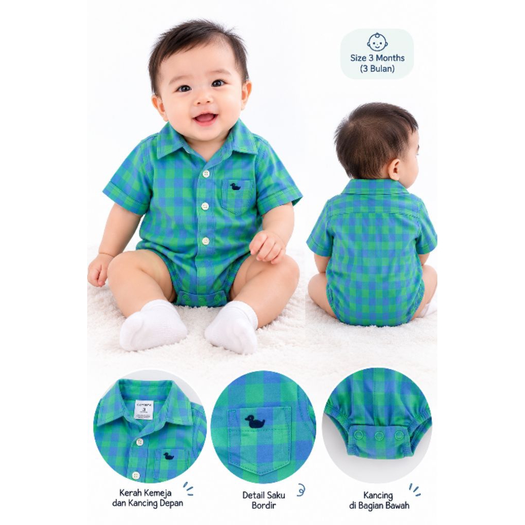 KEMEJA Carters Bodysuit Shirt 3 Month Baby Shirt