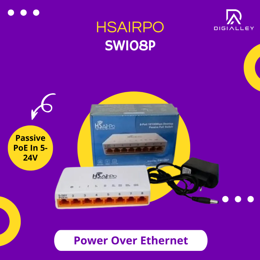 HSairpo SW108P Switch 8port 10 100mbps พร้อม Poe ใน HSairpo SW108P