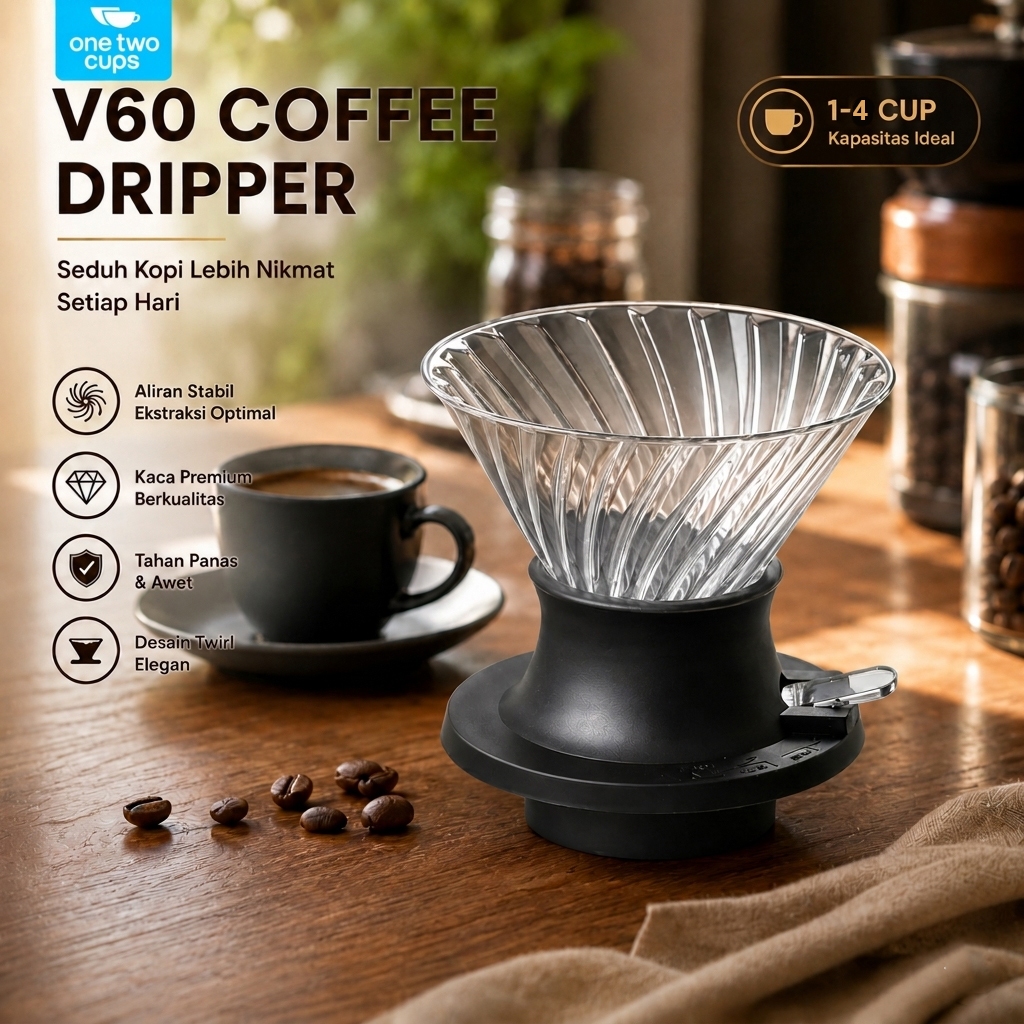 HA Coffee Dripper V60 V2 1-4 ถ้วยกรองกาแฟ V60 หยดเวียดนามเครื่องมือสําหรับ Home Coffee กระดาษ