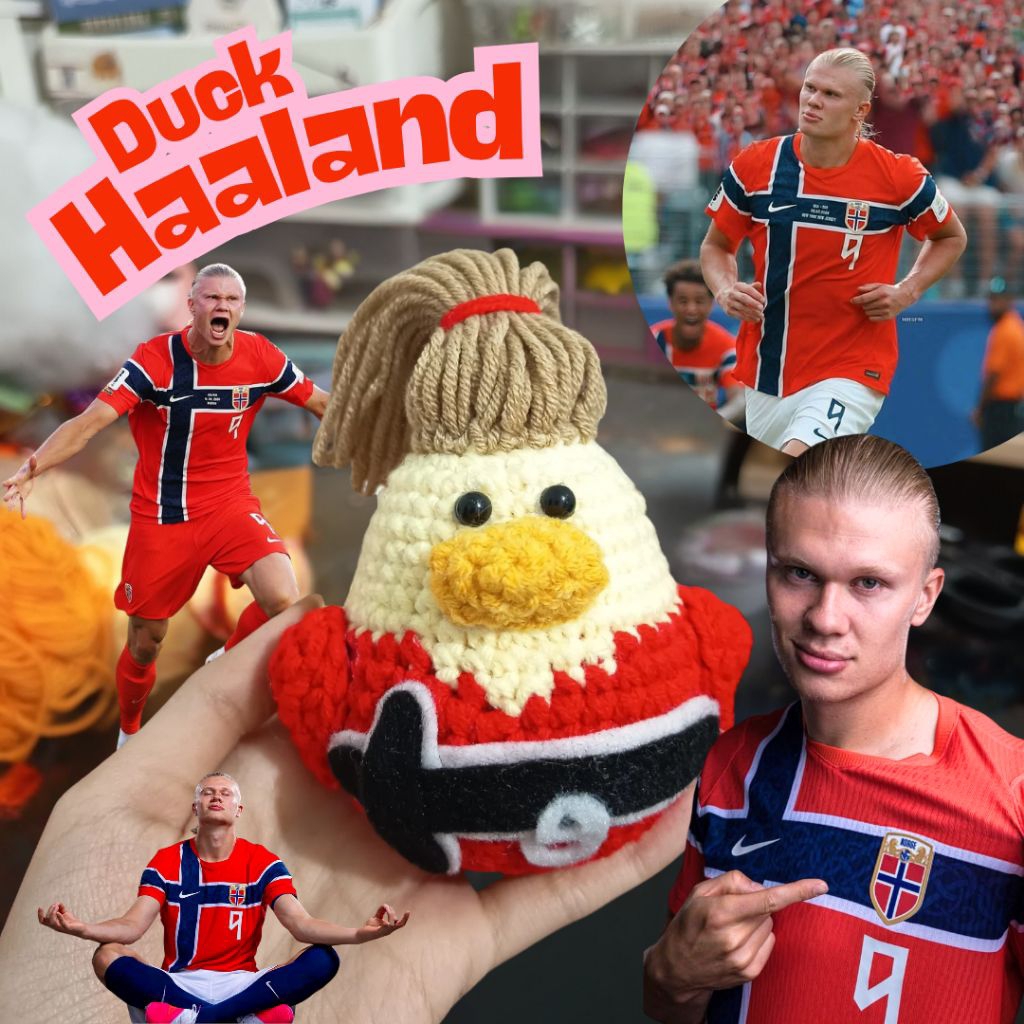 ERLING HAALAND AMIGURUMI CROCHET KEYCHAIN / HAALAND KEYCHAIN / พวงกุญแจ DUCK HAALAND DOLL