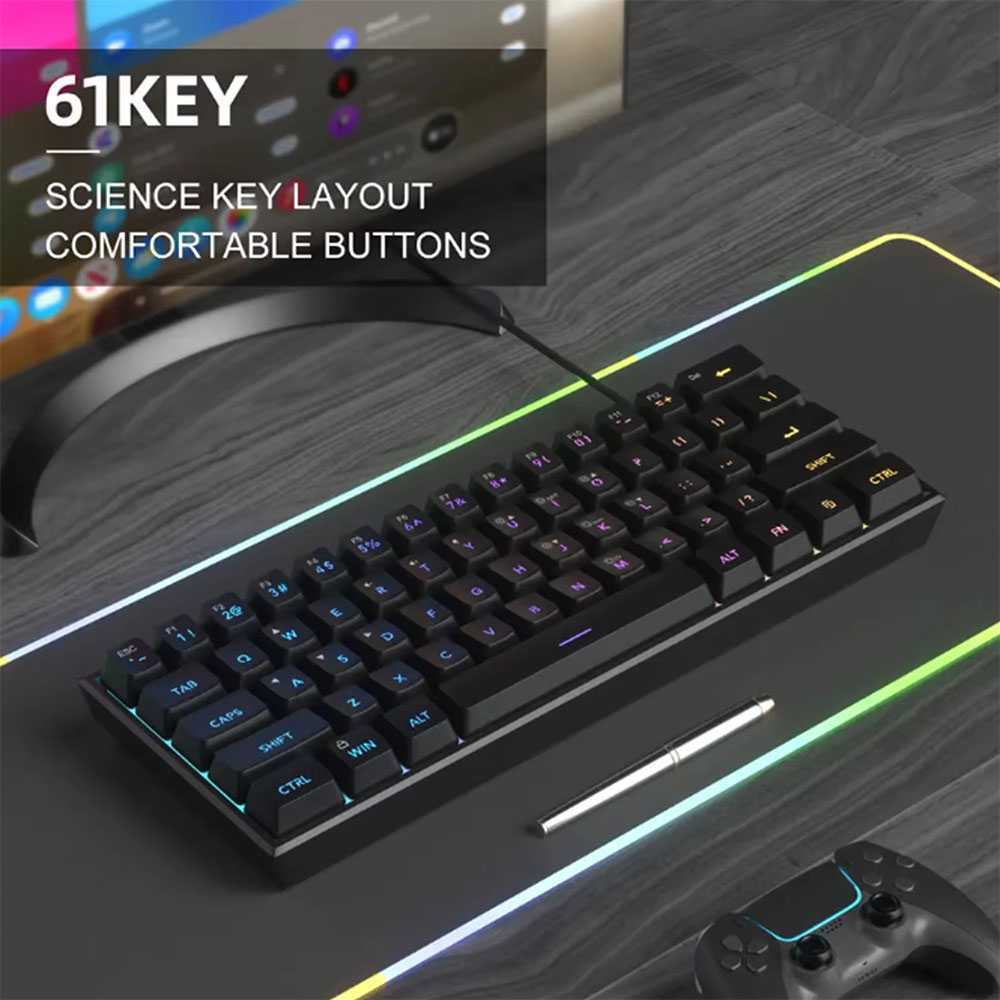 KOO Gaming Keyboard RGB Mechanical Red Switch แบบมีสาย 61 คีย์ - MK-61