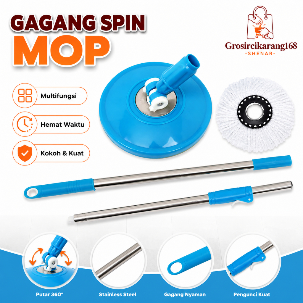 ไม้ถูพื้น Spin Mop Spin Mop Mop Head ด้ามจับผ้าม็อบถูพื้นอเนกประสงค์