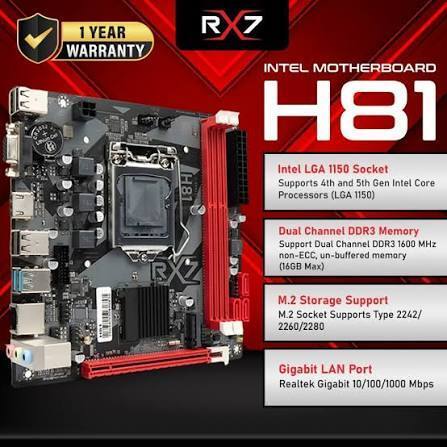 MOBO NVME H81 LGA1150 MOTHERBOARD เมนบอร์ด