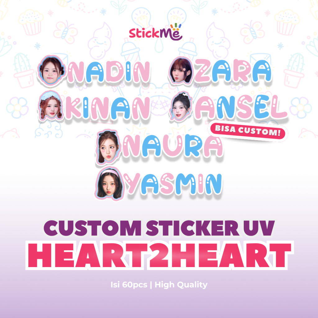 Stickme (CUSTOMIZED) Custom UV DTF ชื่อสติกเกอร์ 60pcs Kpop Idol ตัวอักษร H2H กันน้ําเครื่องเขียนป้า