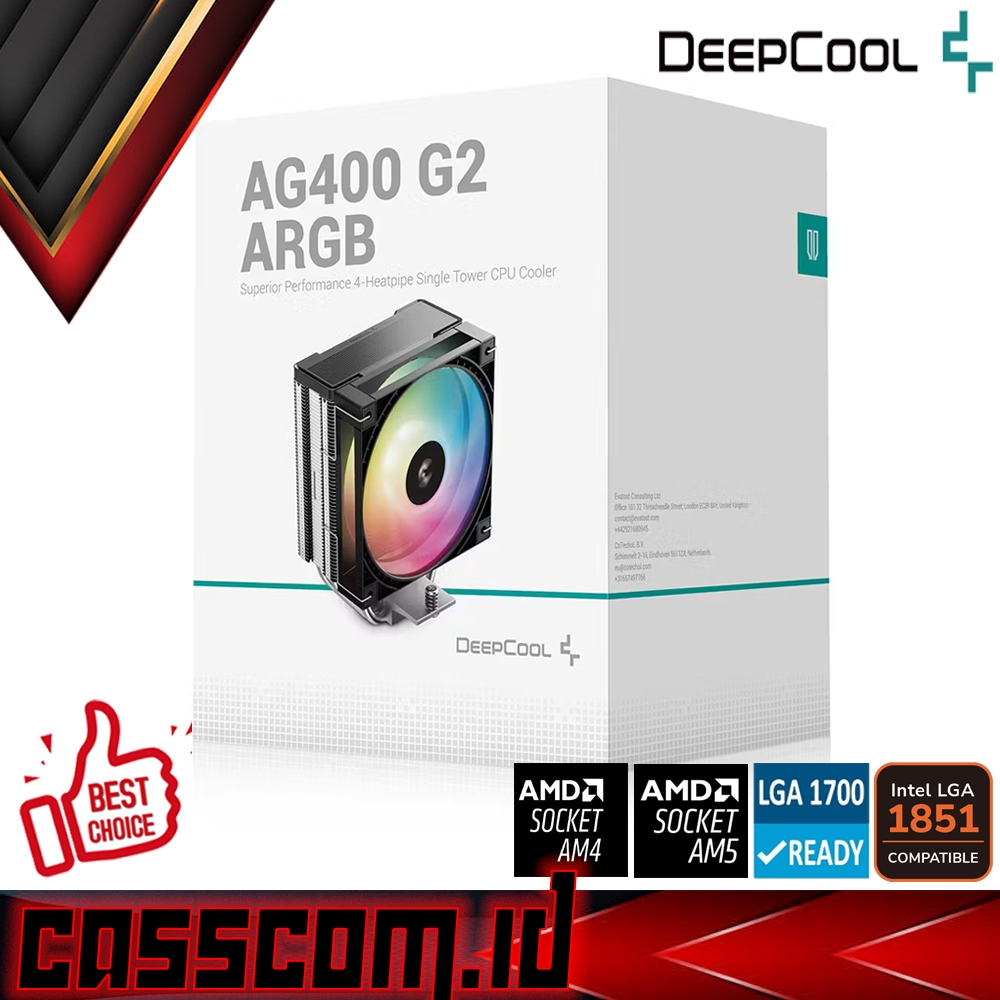Deepcool AG400 G2 ARGB CPU Air Cooler (1X 120MM ARGB FAN + 4 HEATPIPES) พัดลมฮีทซิงค์ Intel AMD