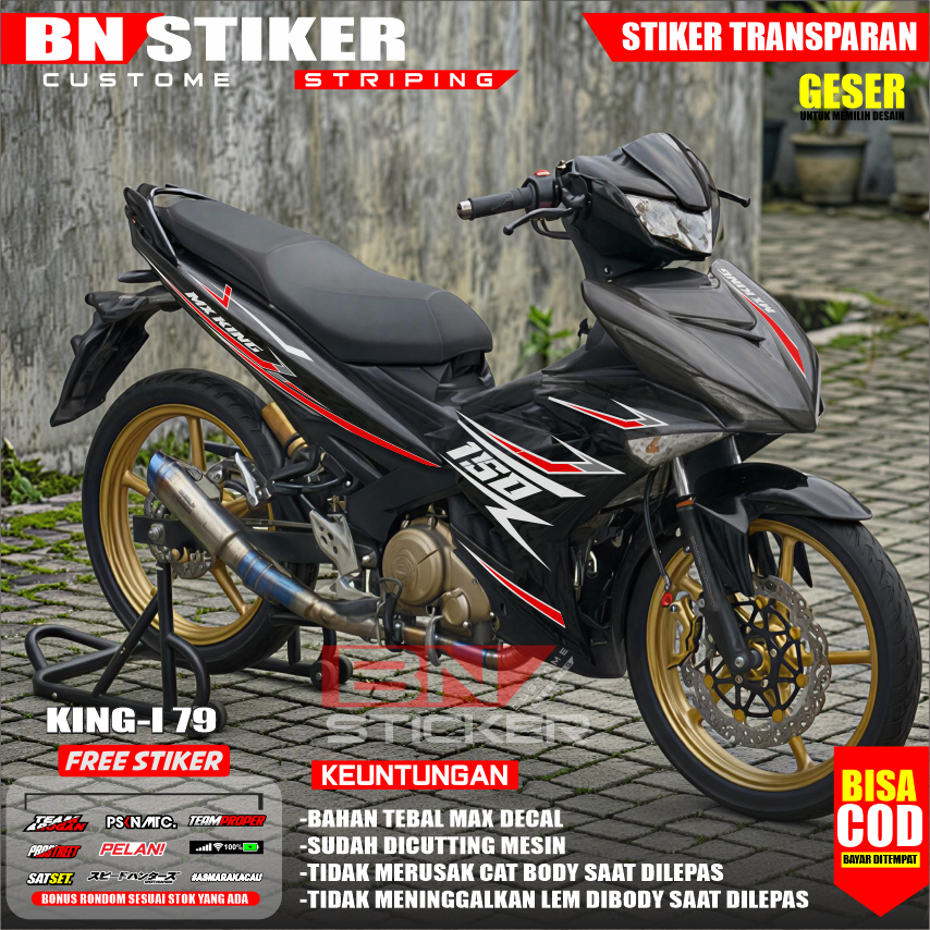 MERAH UV Transparent Sticker Striping mx king 150 Maxdecal Material Red Blue Design king-i 79