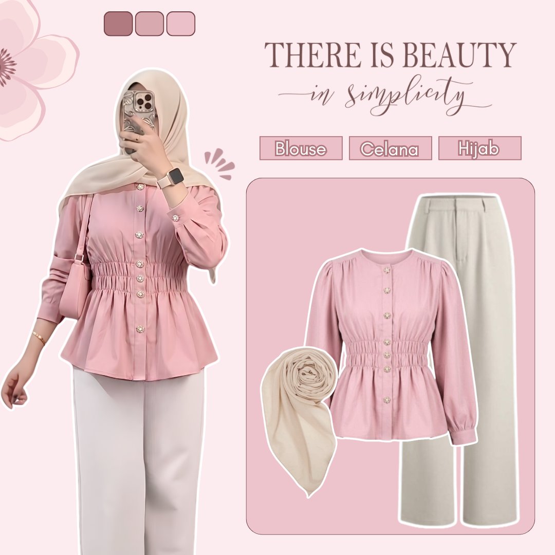 ผู้หญิง 1 ชุด ( เสื้อ Valeraa + กางเกงหลวม + Bella Square Hijab) Oneset สําหรับวัยรุ่น Hijab - LP236