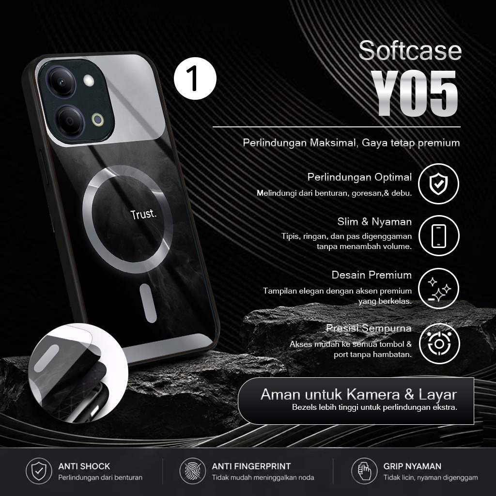 NEW VIVO Y05 เคสกระจกเงา - เคส Y05 HP - ใหม่ล่าสุด VIVO Y05 Glossy Hanpdhone Protector - Y05 Case -A