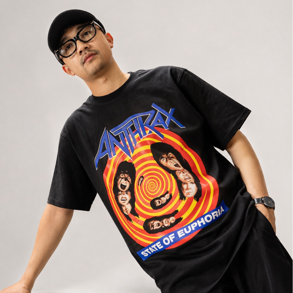 ANTHRAX - STATE OF EUPHORIA TOUR 88-89 TSHIRT สีดํา | เสื้อยืดวงดนตรี