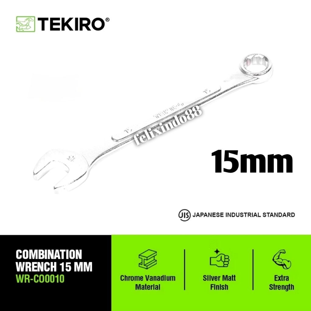 TEKIRO RING WRENCH 15 MM ORIGINAL WR-CO0010 COMBINATION WRENCH 15MM COMBINATION WRENCH