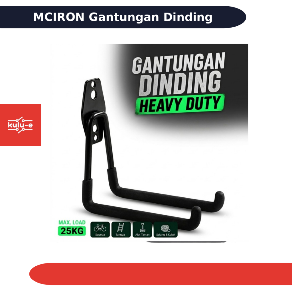GANTUNGAN MCIRON Heavy Duty Wall Mount Organizer MC001 สีดํา