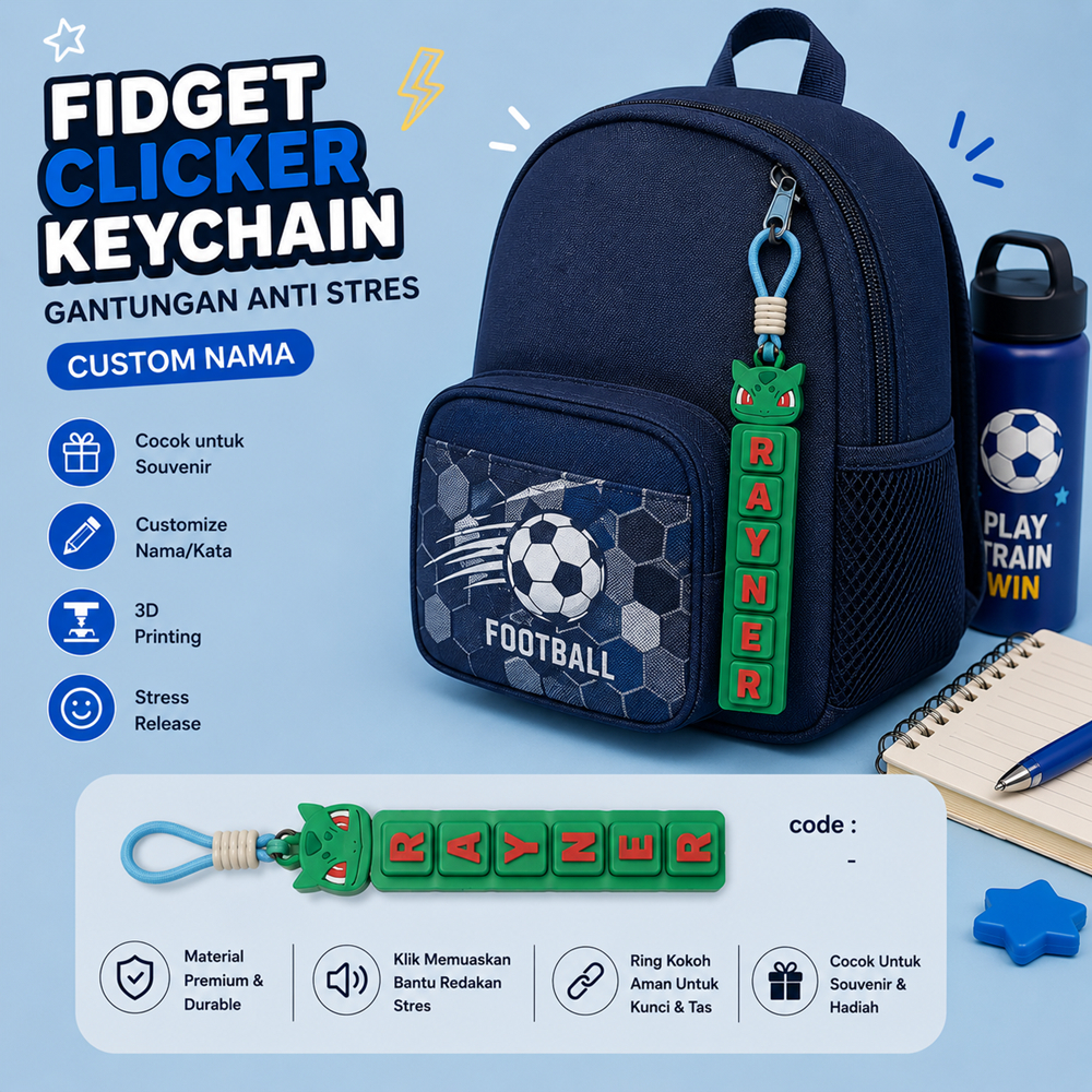 GANTUNGAN (ตอนที่ 2) POKEMON Fidget ชื่อ Clicker Custom Fidget พวงกุญแจกระเป๋าน่ารักน่ารักของเล่นเด็