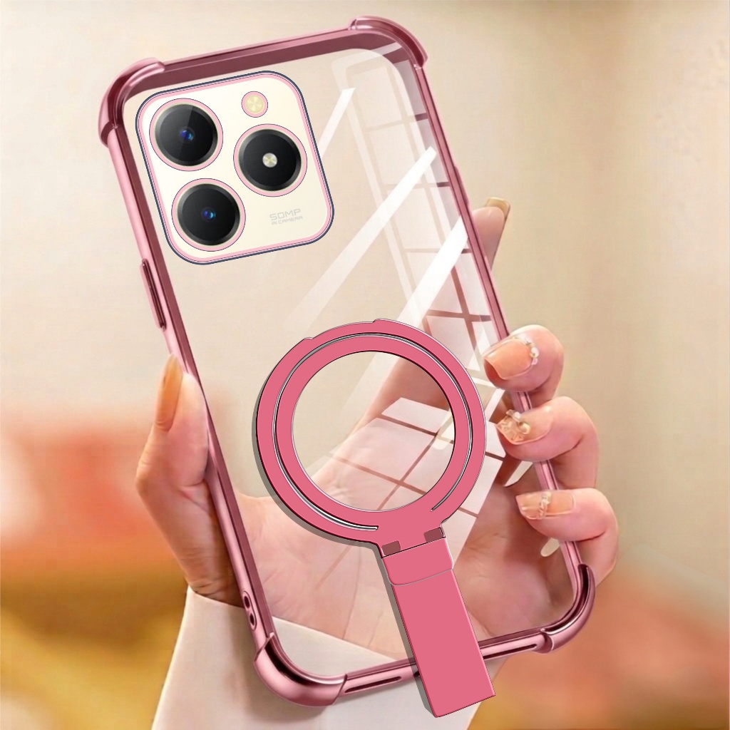 Soft Case Realme C61 / C63 Clear Anti Crack Free Ring Holder Strap Casing