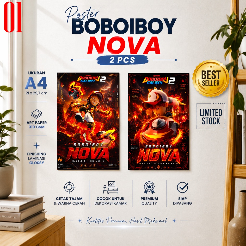 โปสเตอร์ BOBOIBOY NOVA PREMIUM DESIGN A4 SIZE